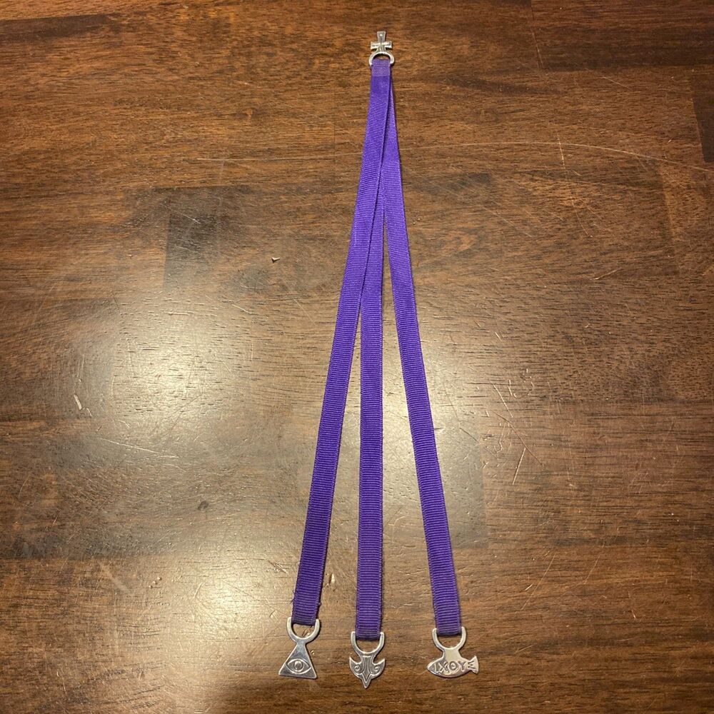 RETIRED James Avery 925 Sterling Silver 3 Purple Ribbon Charm Bookmark 12" Rare